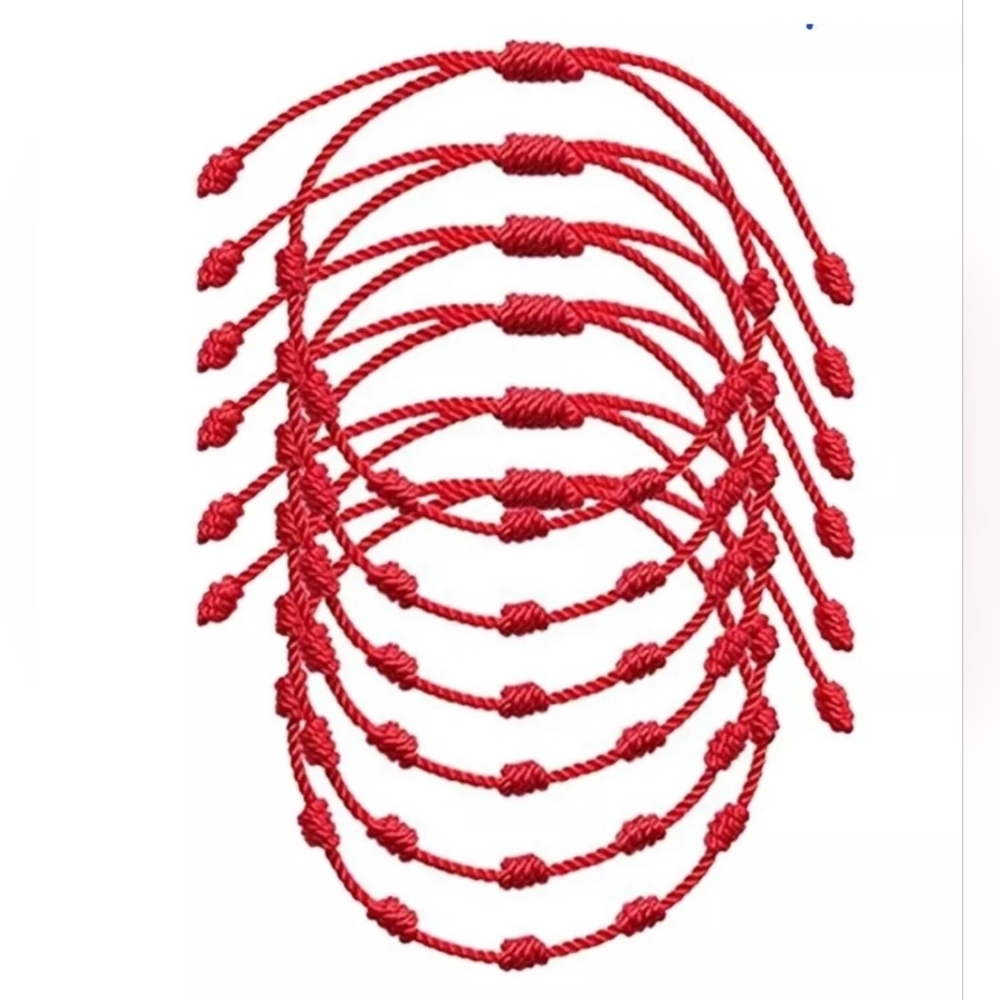 7 Red Bracelet 7 Knots ~ Adjustable Unisex Adult/Kids